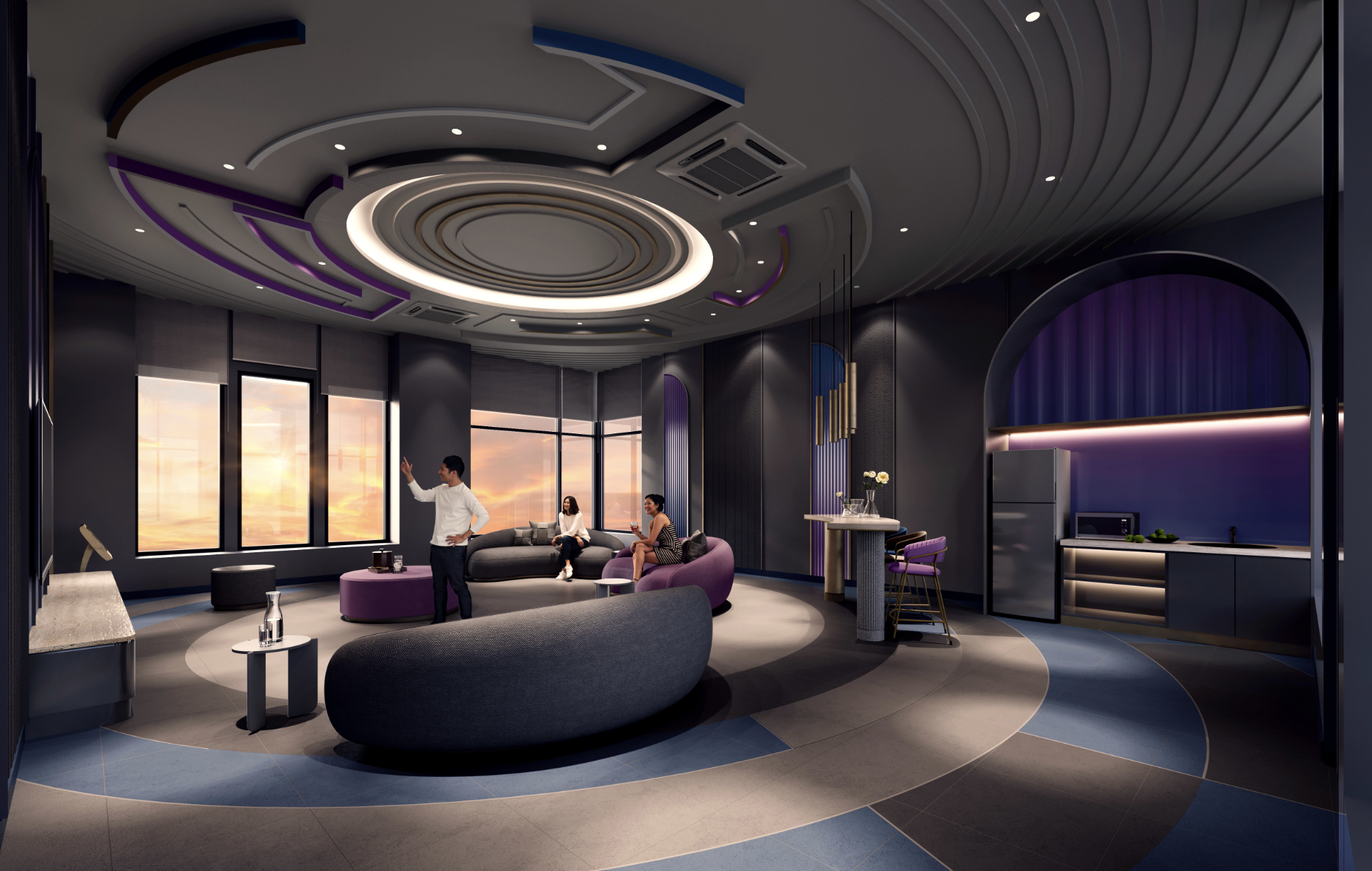 Karaoke Vault — the music lounge at The Aldenz with acoustic panelling and banquette seating